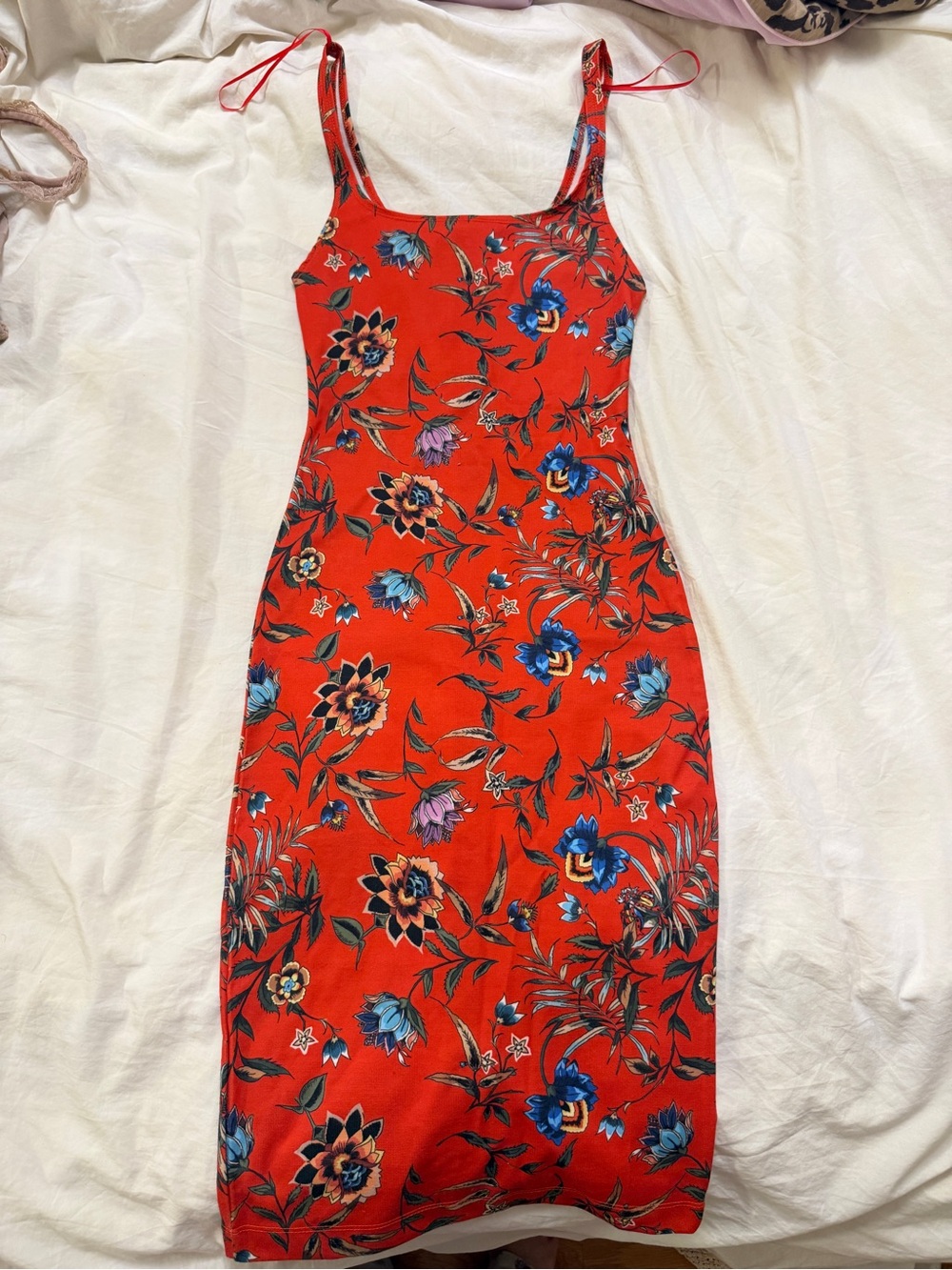Zara Red Floral Midi Dress